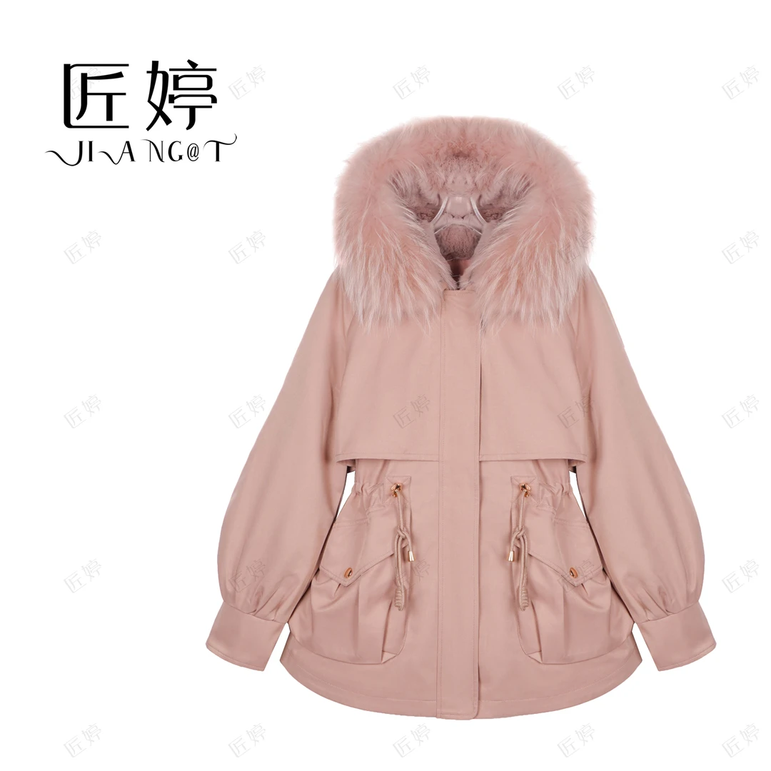 【繁星】新款时尚真毛可拆卸兔毛内胆气质女士保暖派克A