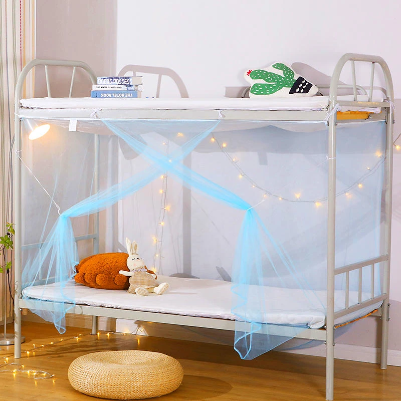 学生宿舍加密蚊帐寝室单人床防蚊上下铺方顶单门文帐老式加密帐子