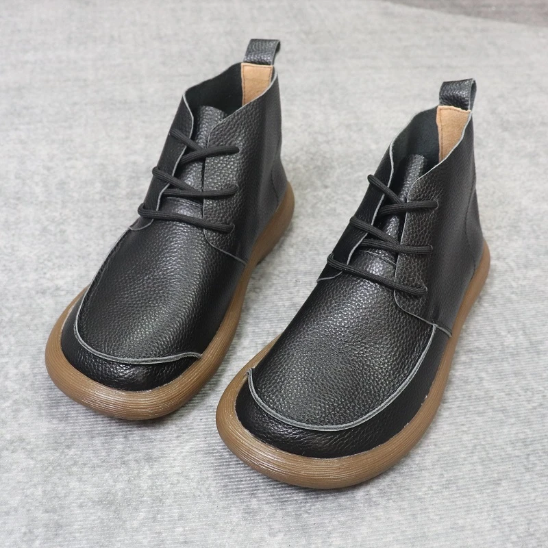 2024新款皮面靴子男头层牛皮荔枝纹皮靴软皮软底高帮皮靴时尚百搭