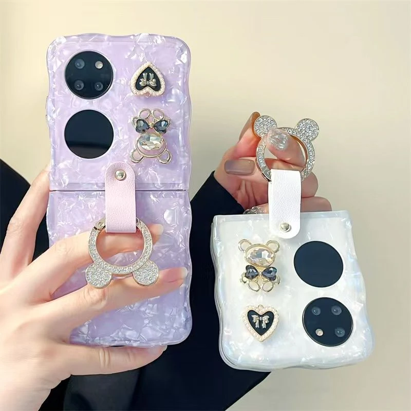 适用高级感米妮头指环扣华为P50Pocket手机壳折叠屏PocketS软胶保