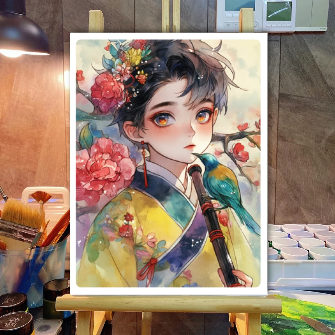 古典水彩人物临摹卡儿童创意美术明信片水彩高级动漫人物范图