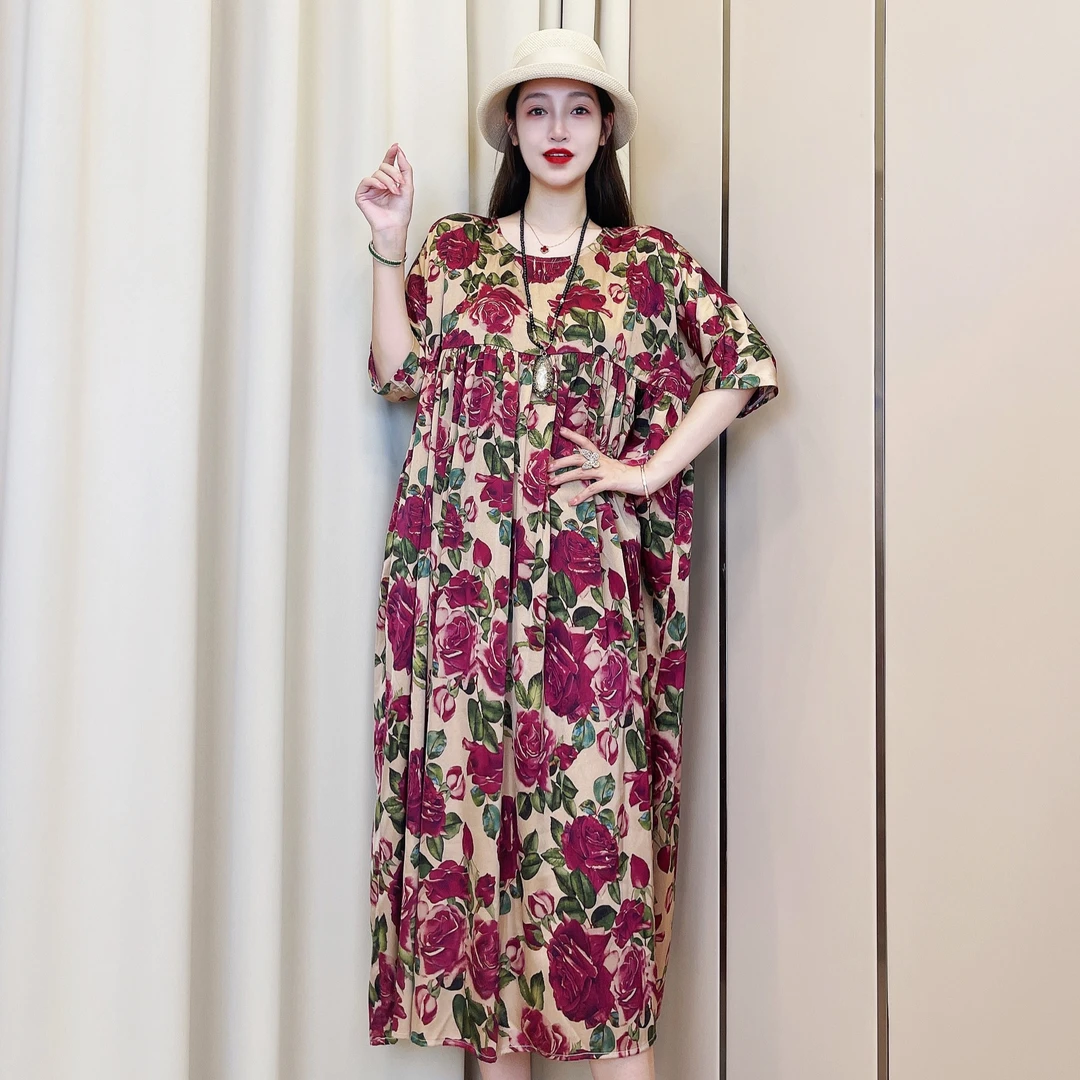 【蔷薇9632】2025新款夏季轻奢贵气时尚减龄遮肉旅游度假连衣裙