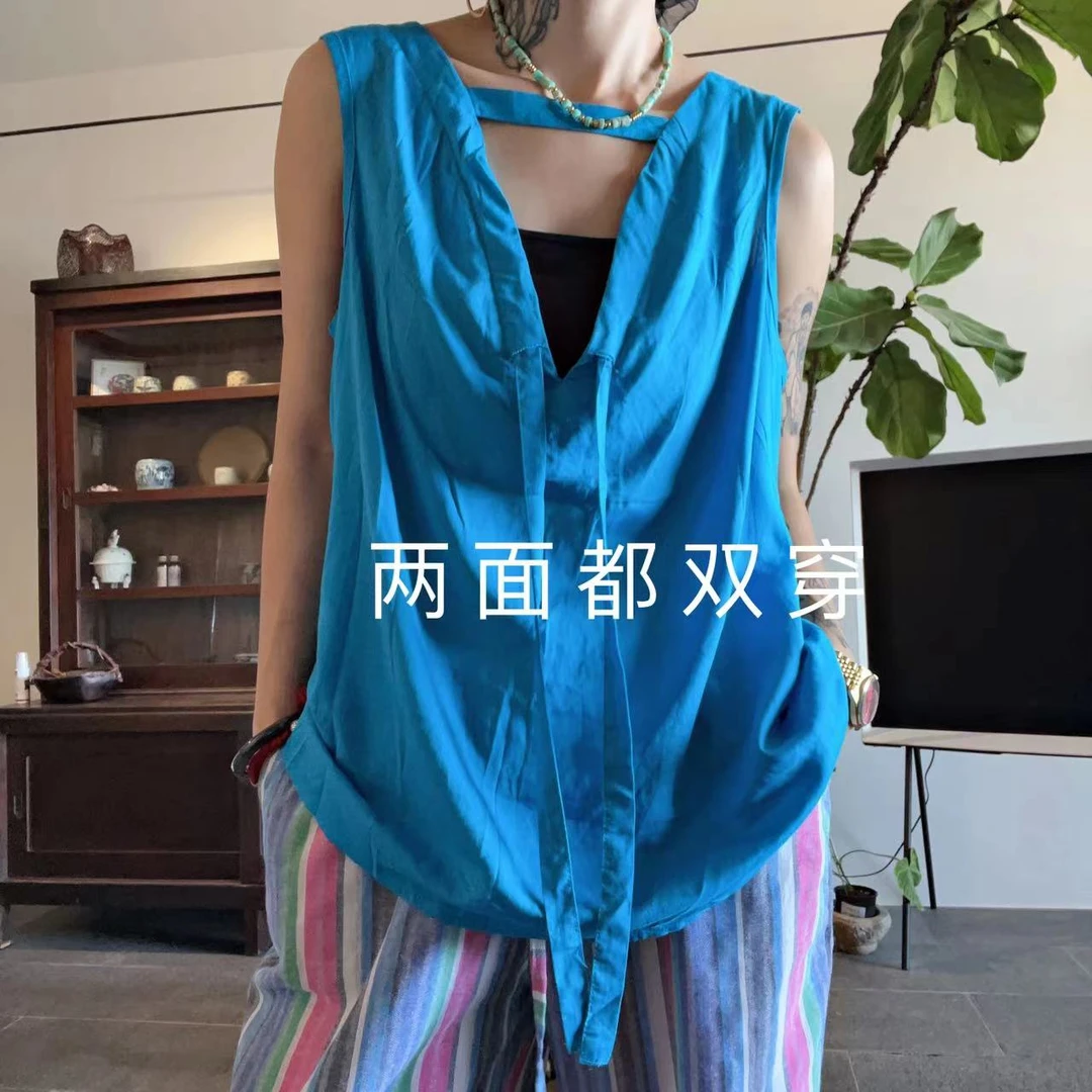 51126前后两穿背心蓝色均码背心夏季