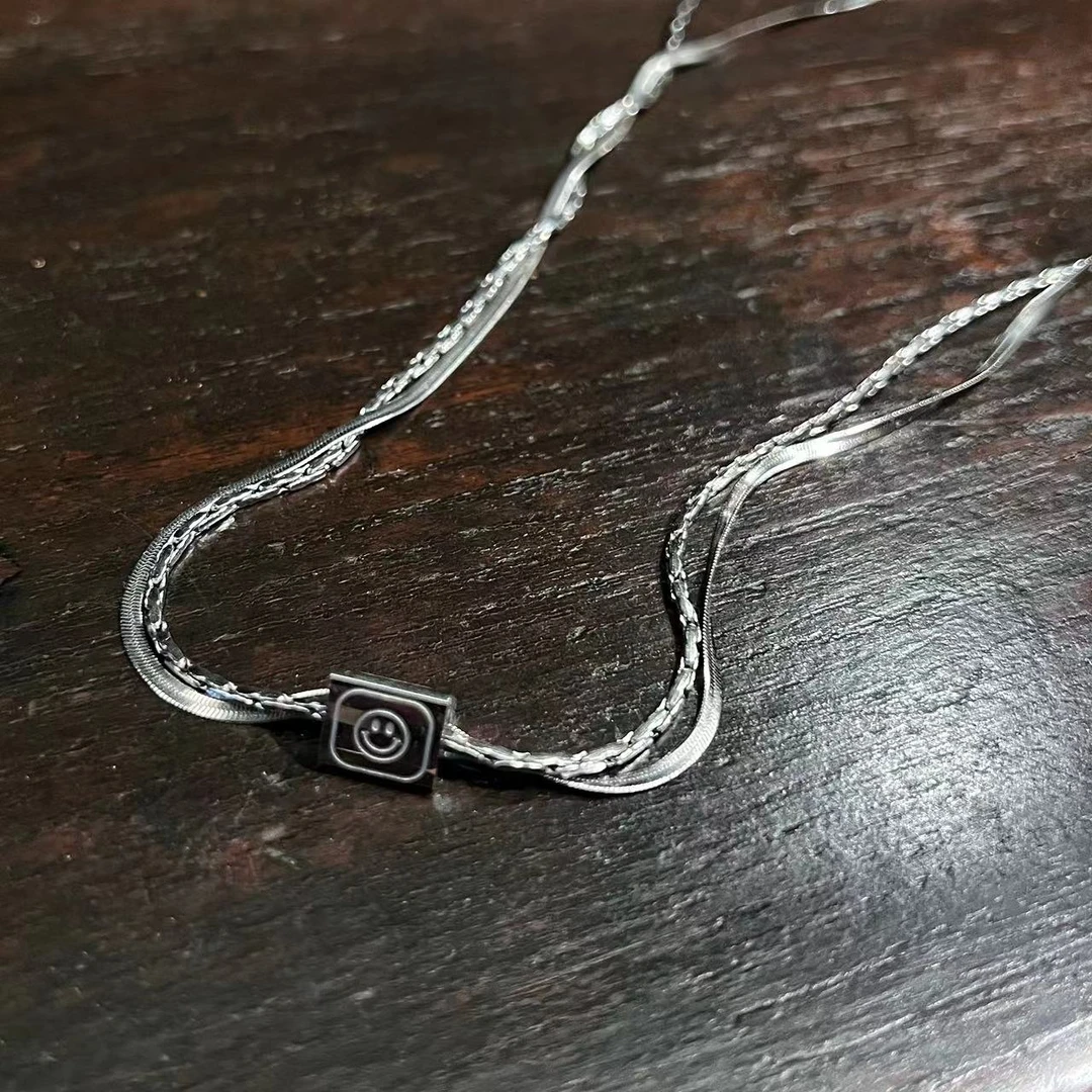 钛钢项链 A235-7小方糖项链银色均码