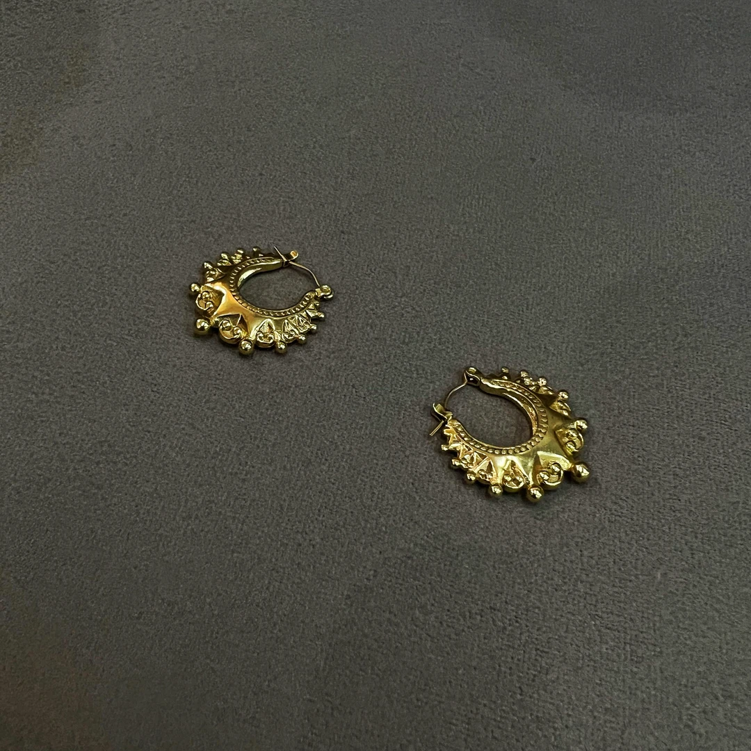 钛钢耳饰 钛钢齿轮纹理耳环