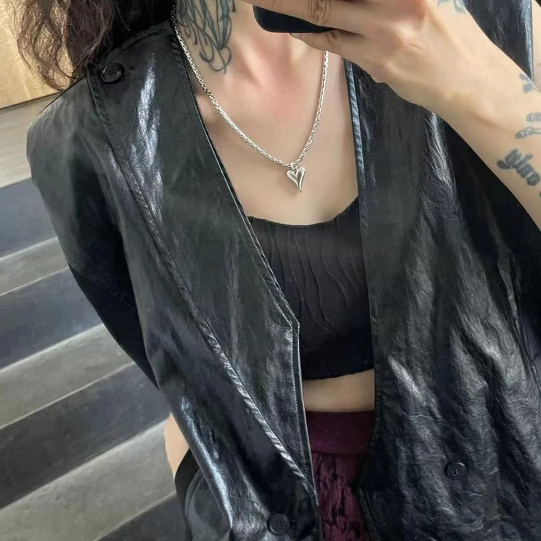 1007《简搭》拼皮马甲黑色