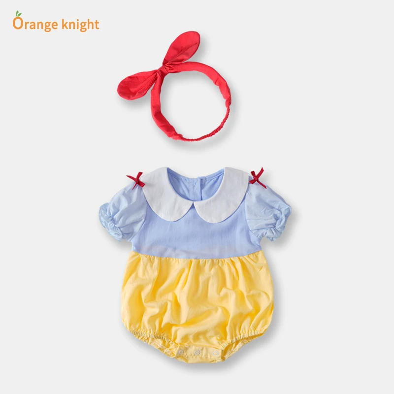 小月龄婴儿衣服夏季童话白雪公主女宝宝三角包屁哈衣百天满月礼服