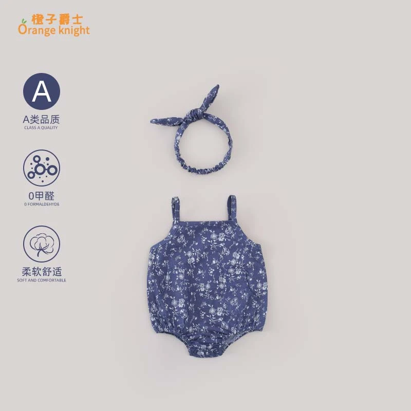 女宝宝夏季衣服小月龄女宝宝韩式碎花公主甜美吊带三角包屁衣薄款