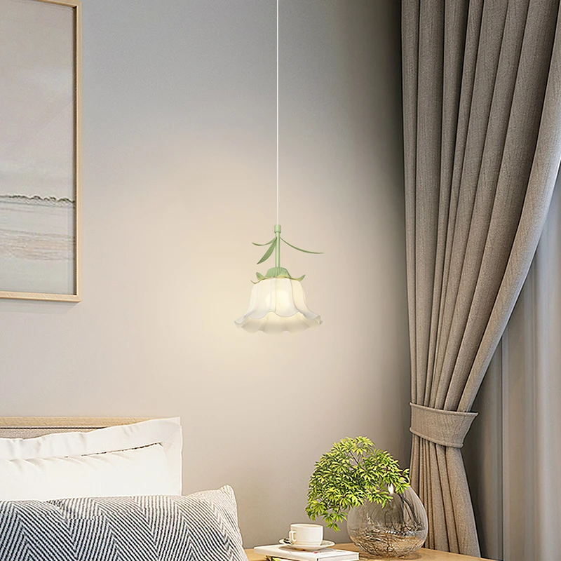 塔林卧室床头吊灯现代简约网红花朵小吊灯田园背景墙可升降吊线灯