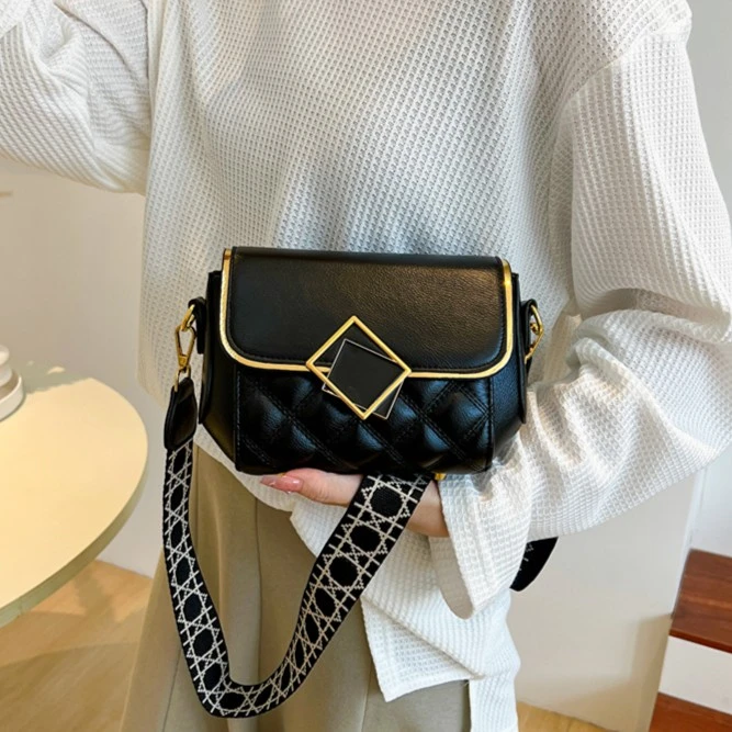 时尚百搭小众ins韩版菱格通勤个性大容量PU单肩斜跨饺子包6605