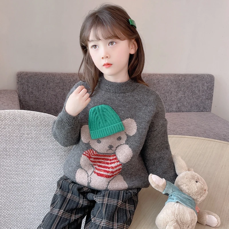 女童毛衣秋冬装2025新款洋气半高领加绒冬季儿童毛衣打底毛衣加厚