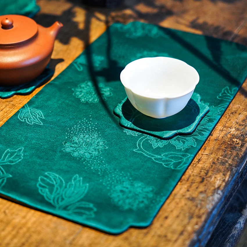 中式提花布艺小茶席