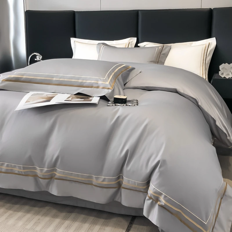 100支长绒棉纯棉四件套100%全棉床上用品四件套高档刺绣被套家纺