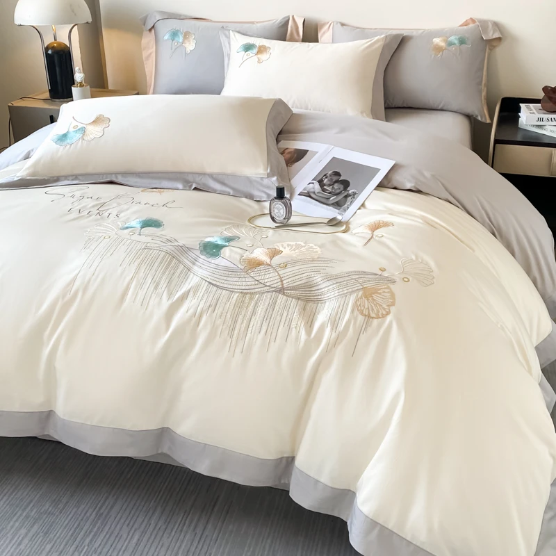 床上用品高档全棉四件套轻奢纯棉四件套100%全棉被套刺绣家纺床单