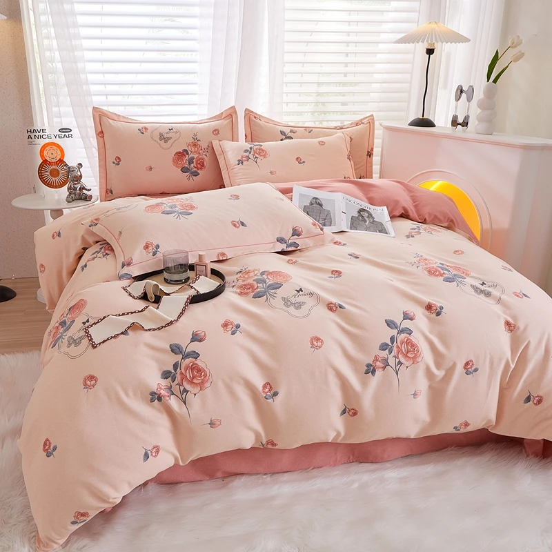 全棉加厚四件套床上用品秋冬季家用双面纯棉新款正品高级感网红款