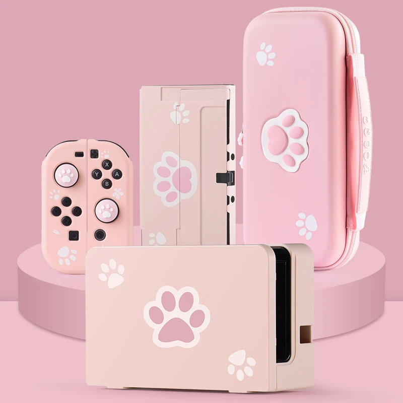 任天堂 switch oled保护套NS保护壳分体式游戏机保护套可爱【猫爪】