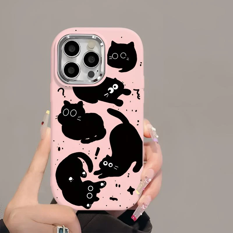 可爱小黑猫适用苹果13手机壳iphone15promax新款14防摔12手机套