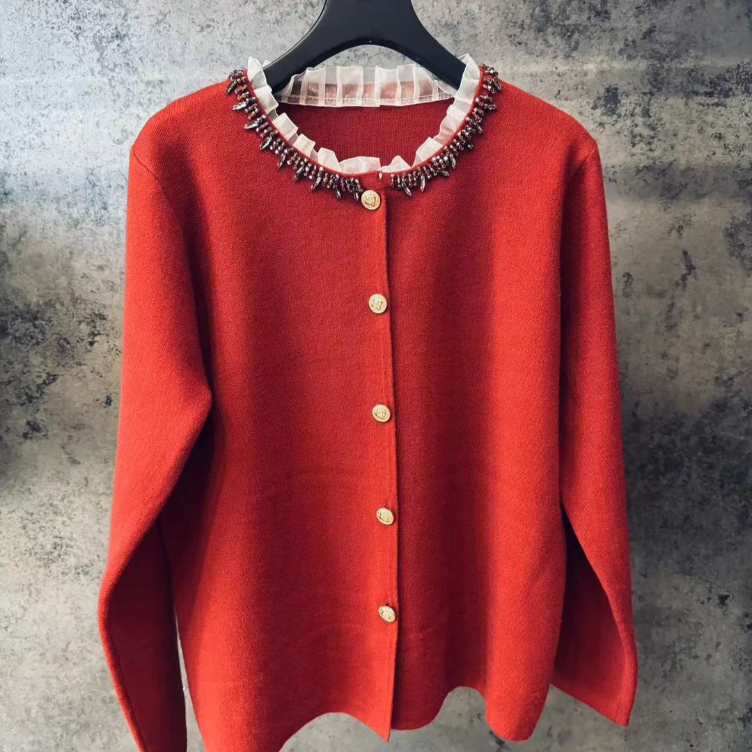 【定制大码女装80-200斤】重工轻奢钉珠欧根纱开衫大码女装上衣1839