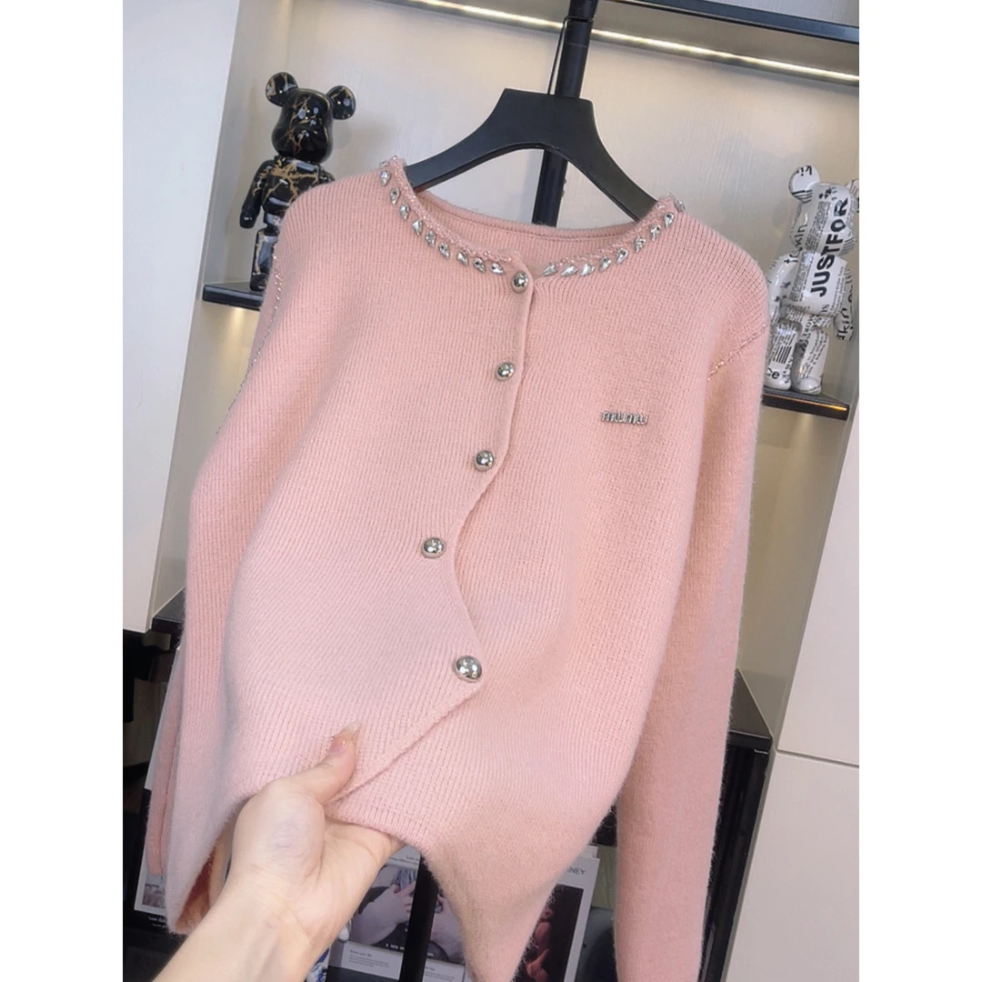 [精选80-200斤】显瘦百搭时尚气质重工串珠开衫上衣女1858