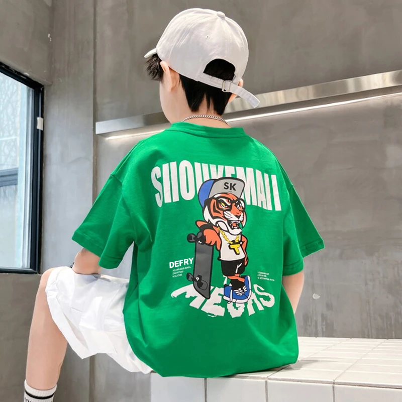 男童短袖纯棉t恤2024新款儿童t恤男孩宽松上衣夏季童装