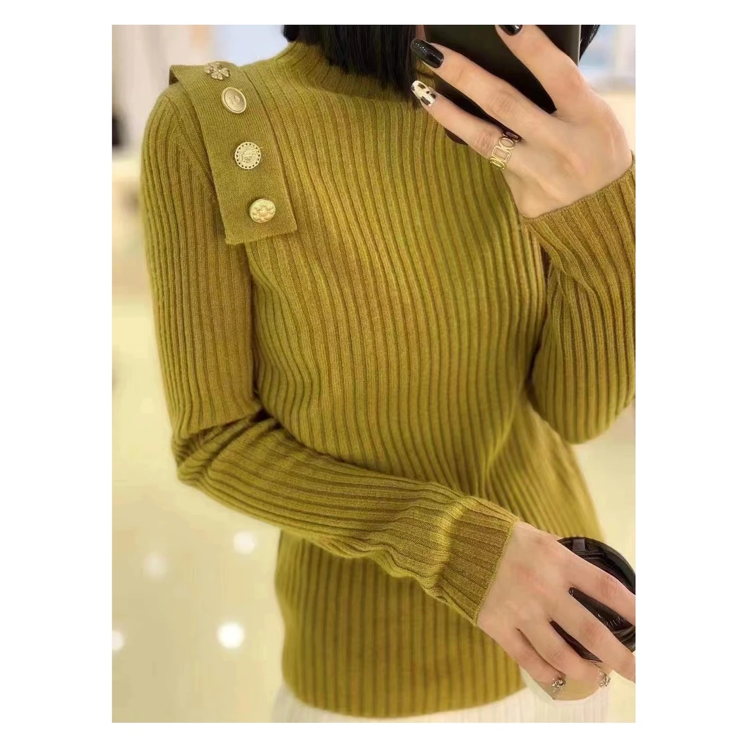 2023秋冬新款修身时尚洋气显瘦设计款半高领长袖针织衫