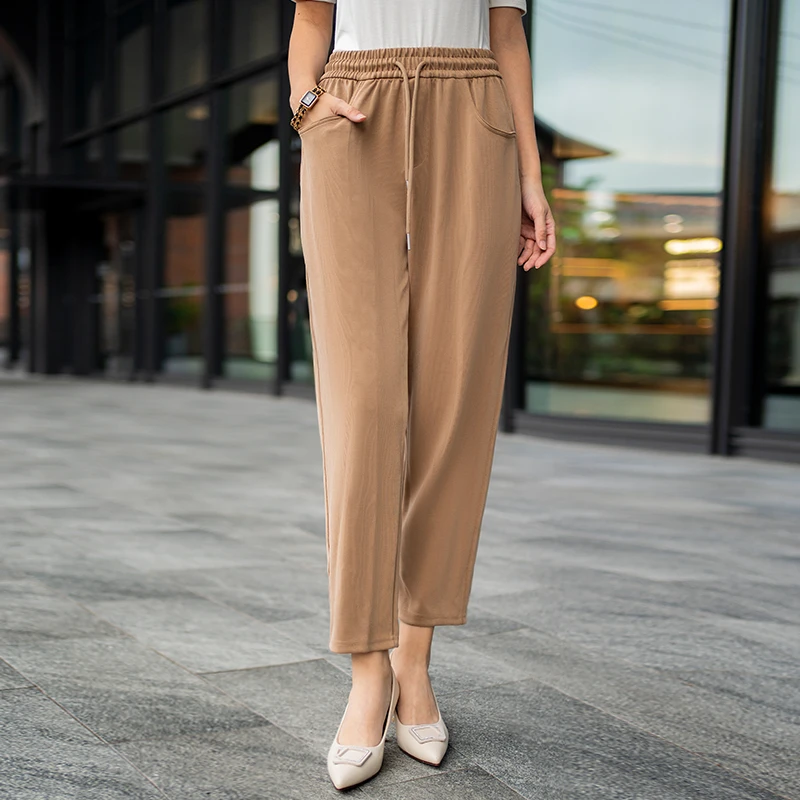 2024 新款莫代尔弹力哈伦裤休闲裤女松紧腰春秋款 nk0001宽松