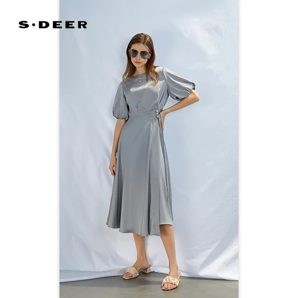 S·DEER圣迪奥夏季简约时尚气质法式轻奢洋气度假连衣裙S232Z12Q8