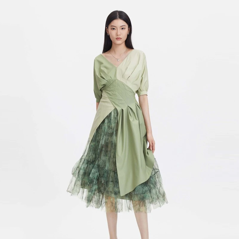 S·DEER圣迪奥气质时尚通勤不规则收腰显瘦女装春季上衣S232Z2208