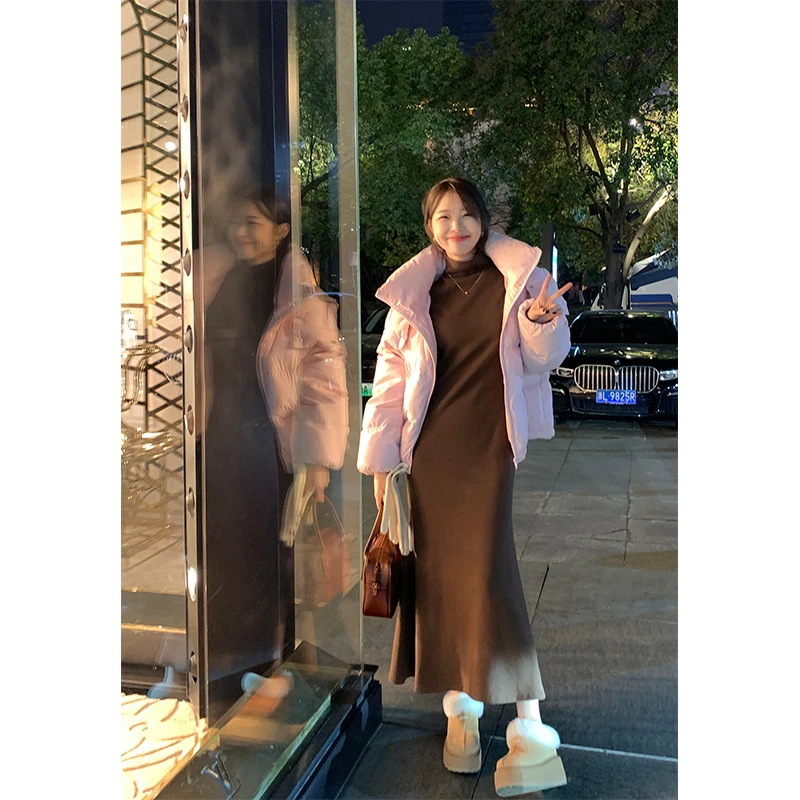 邹邹1/20新品 高领针织连衣裙女2024春修身显瘦温柔百搭鱼尾长裙