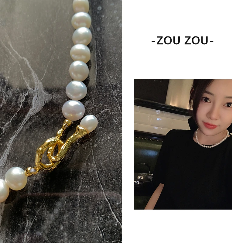 非金属仿珍珠项链 设计感法式项链女气质小众饰品巴洛克馒头珠