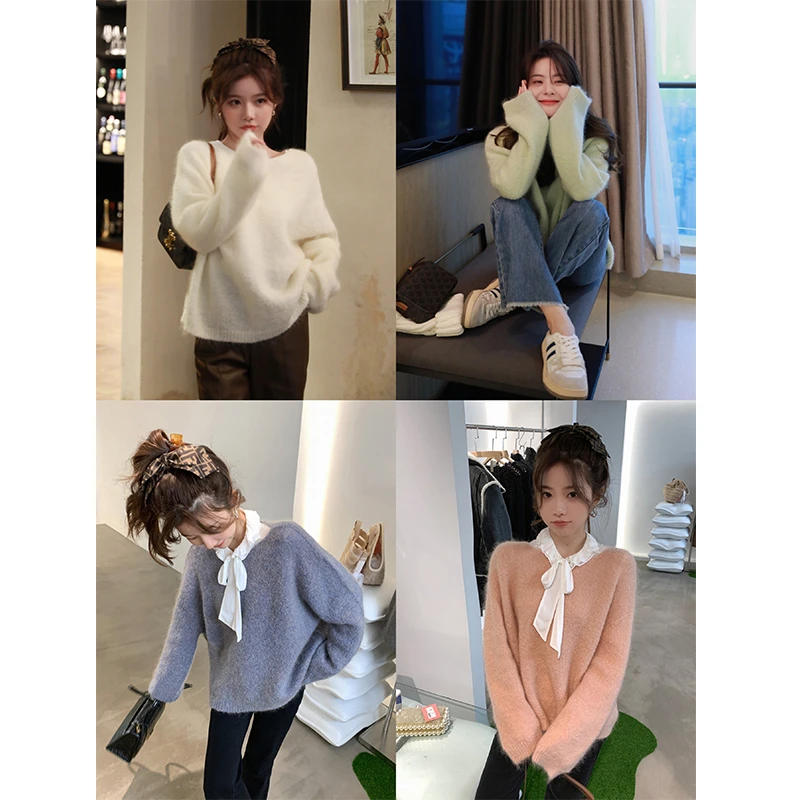 hizz邹邹很仙的保暖法式毛衣女2022新款软糯亲肤慵懒风上衣