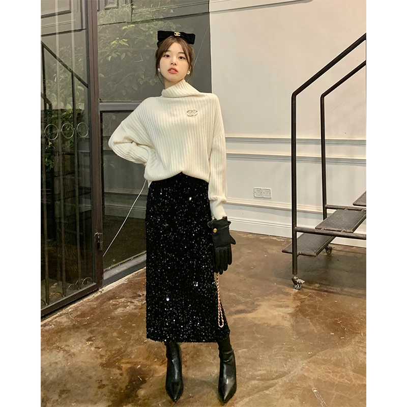 邹邹小个子上衣春秋宽松羊绒针织衫女新款显瘦坑条叠穿打底衫毛衣