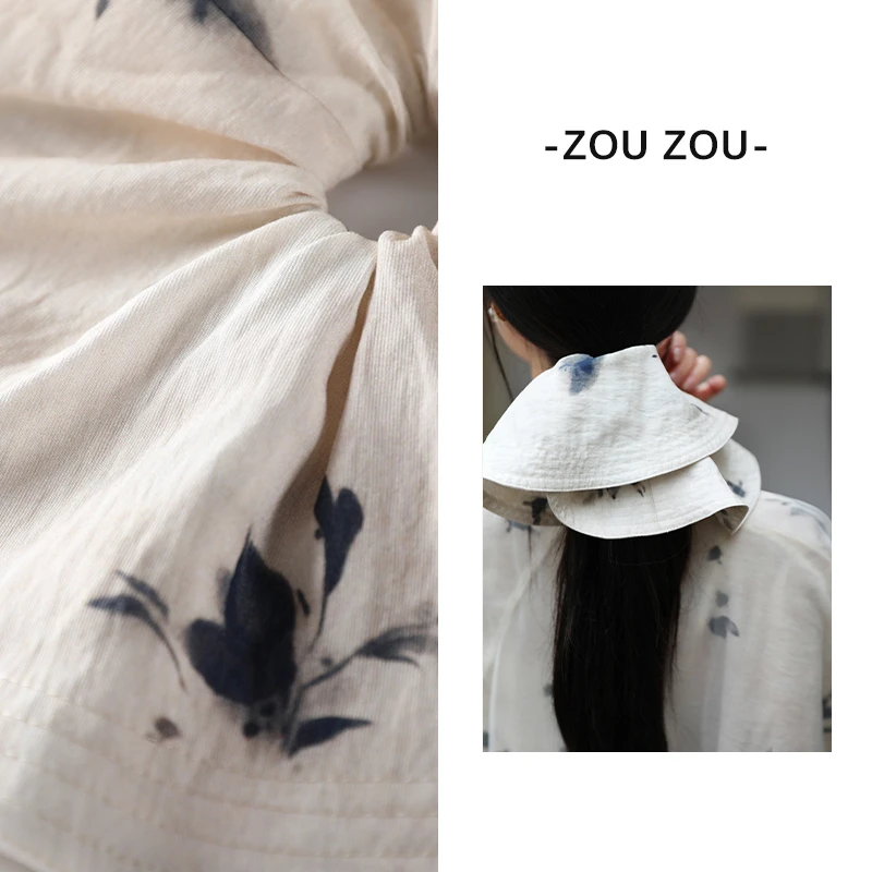 邹邹小个子新品 国风水墨画发圈女气质百搭头饰法式扎头发饰品