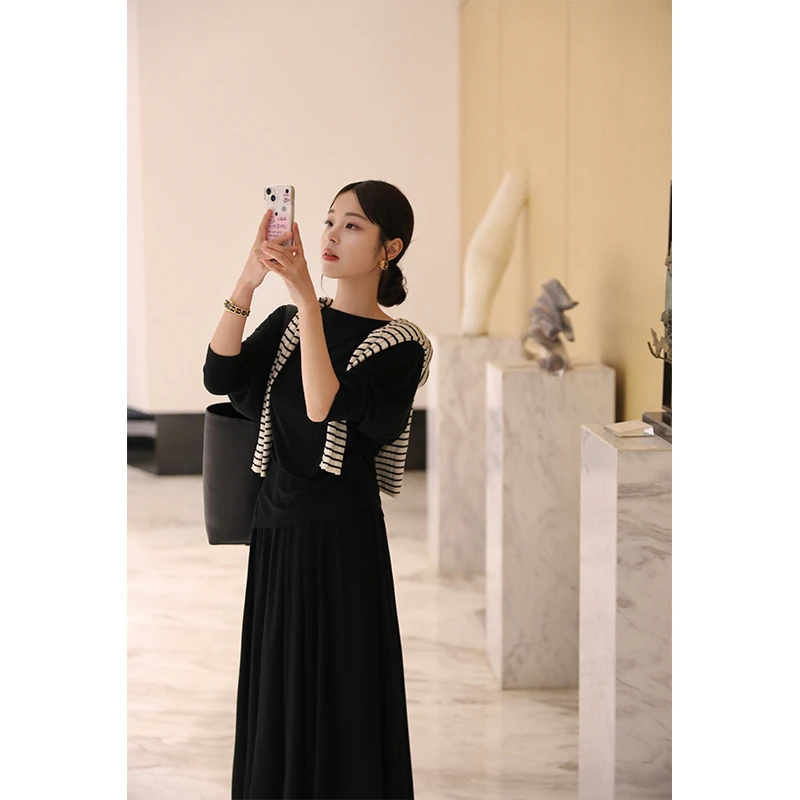 邹邹3/22新品 设计感套装女2024春夏宽松别致长袖T高腰显瘦半身裙