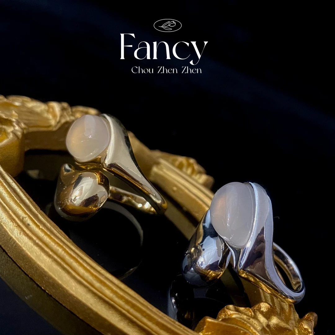 铜合金戒指 【水滴】小众轻奢简约高级感不规则叠层金色开口戒指