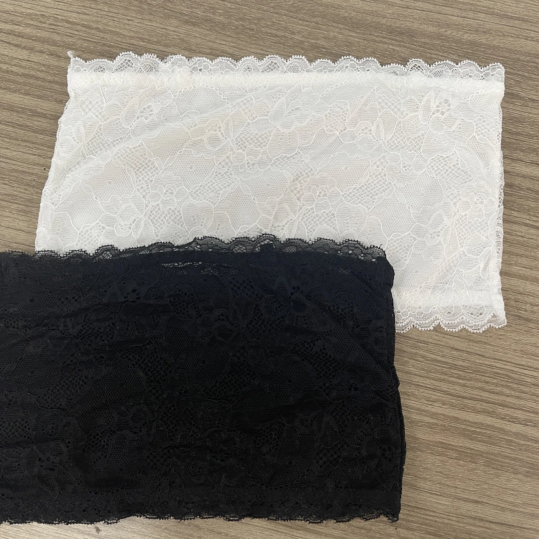 夏季新款露肩潮流轻奢女士打底无肩带防走光黑白美背蕾丝内搭