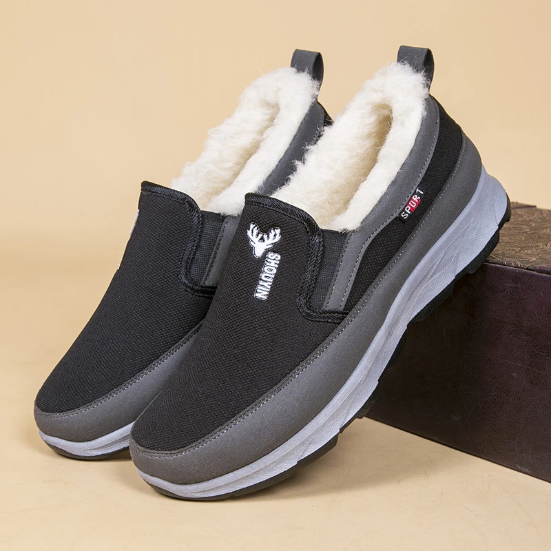 冬季爆款老北京棉鞋加绒加厚保暖舒适一脚蹬防水防滑男棉鞋爸爸鞋