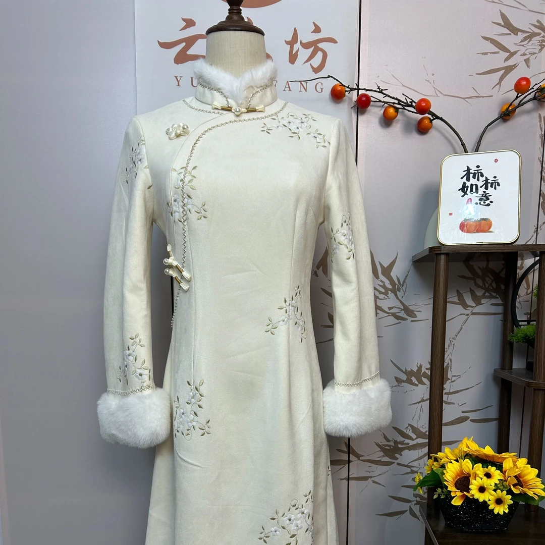 云衣坊【云中君】{毛绒板}2024新中式加绒旗袍修身显瘦出片