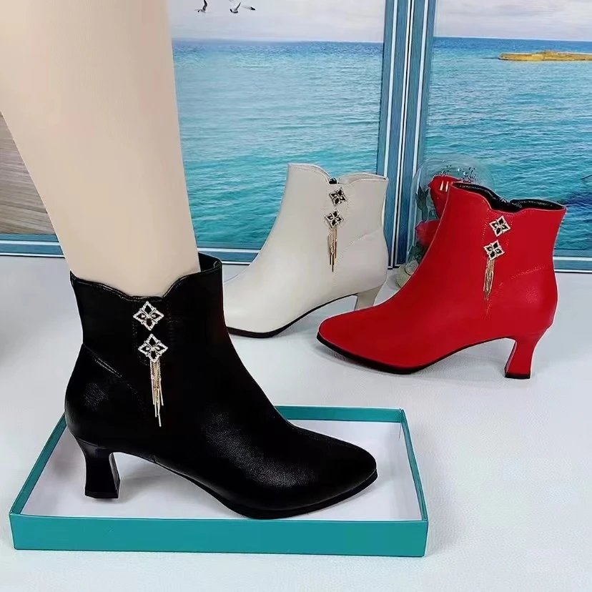 2024新款4公分舒适流苏百搭气质短靴3355