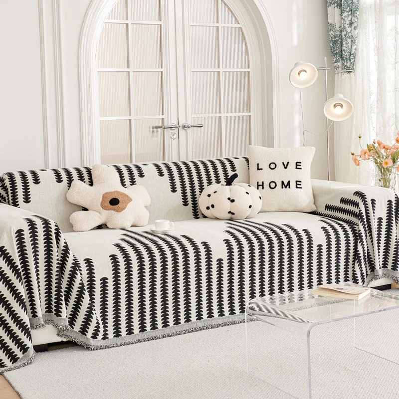 防猫雪尼尔沙发巾四季通用防滑纯色现代简约沙发垫防尘全盖盖布巾