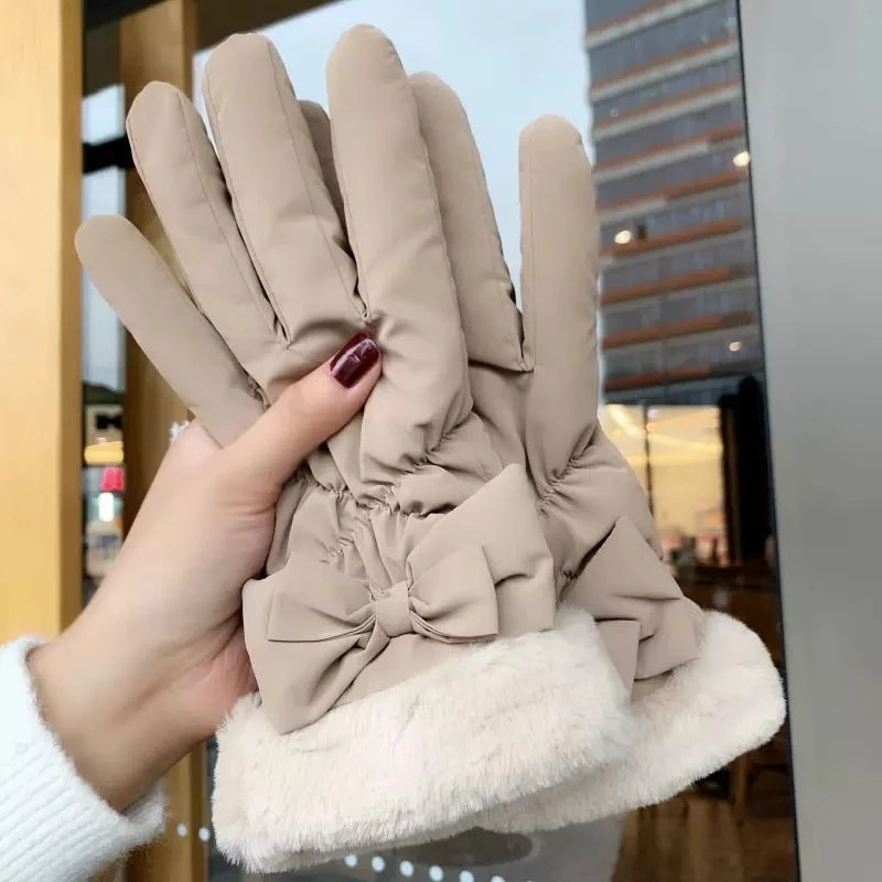 韩版手套女款秋冬季加厚加绒防寒防风加绒棉百搭滑雪骑行电动开车