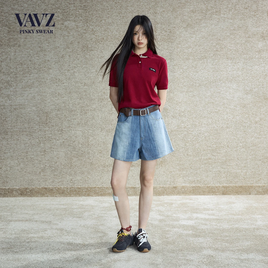 【画界】VAVZ 复古短袖polo衫T恤女高级质感休闲短袖DT3403