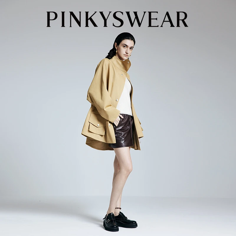 PinkySwear工装风多口袋设计师时尚风衣WT7599