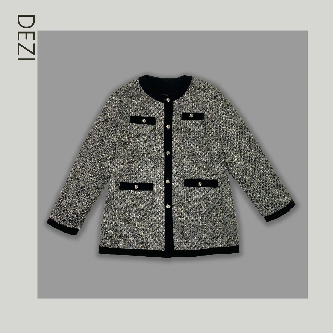 DEZI宝藏衣橱小香风轻奢圆领时尚女白鸭羽绒服LS9001088