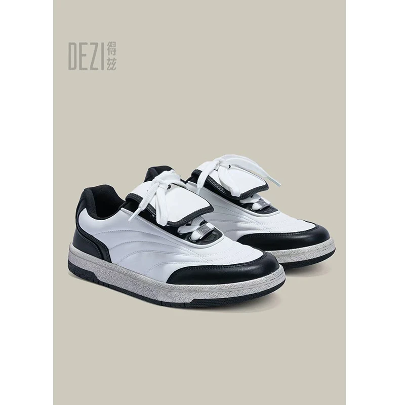DEZI宝藏衣橱舒适百搭透气拼色线条感板鞋女士休闲鞋LS3185088