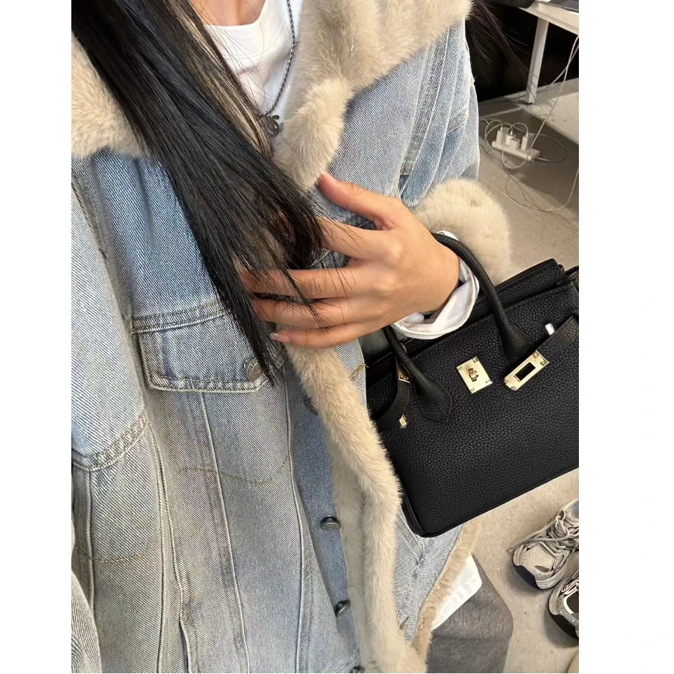 DEZI宝藏衣橱秋冬加绒时尚保暖气质百搭女牛仔外套LS82106088