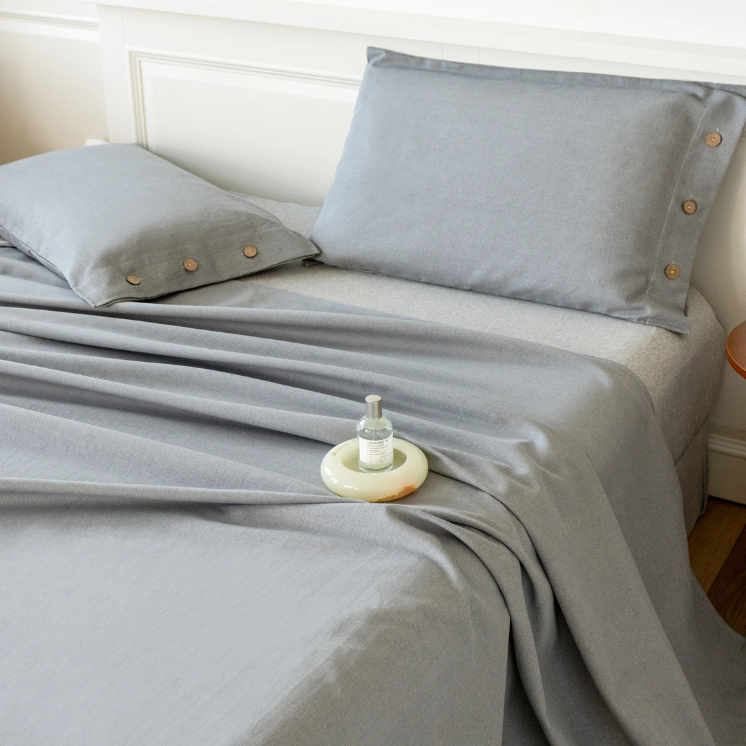 全棉老粗布床单三件套纽扣款加厚四季通用学生单人双人被单炕单