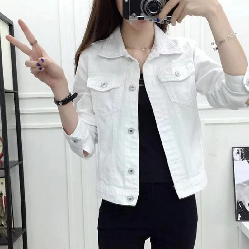 白色牛仔外套修身显瘦