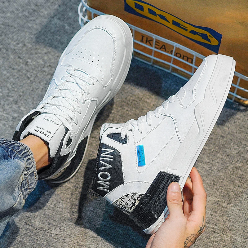 zwsO男鞋春秋新款高帮小白板鞋男士冬季潮流百搭休闲运动篮球潮鞋
