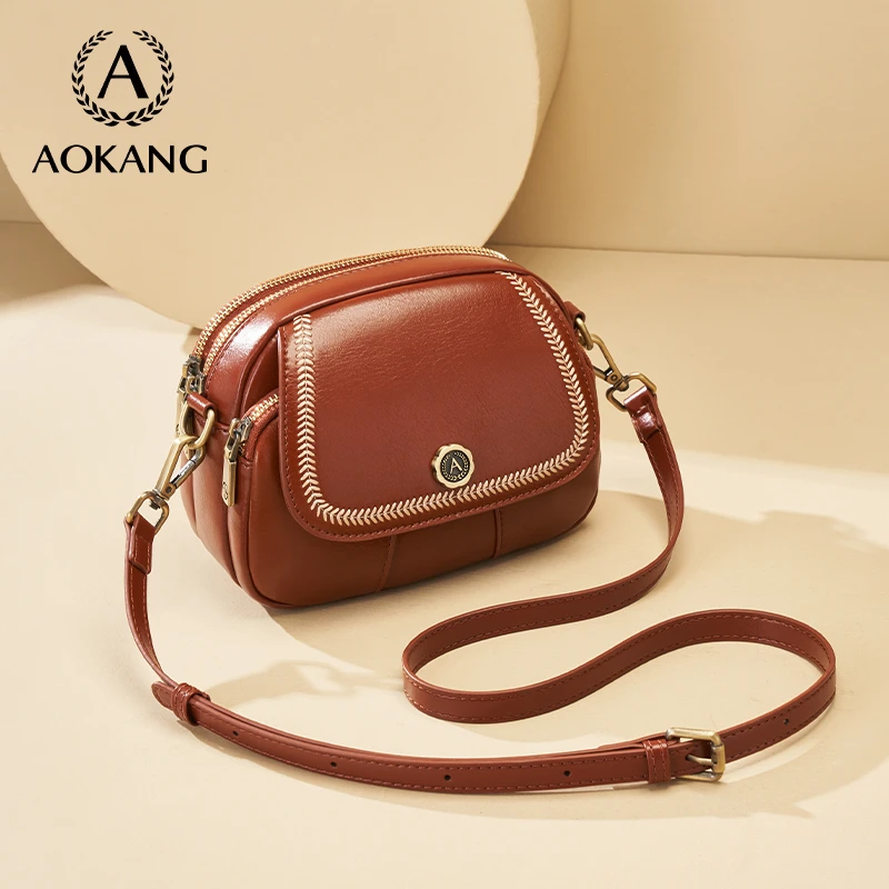 【奥康】新款包包女迷你百搭真皮牛皮斜挎包单肩包包-3025